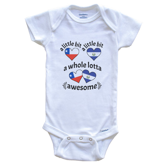 A Little Bit Chilean Salvadorian Chile El Salvador Heart Flags Baby Bodysuit