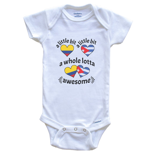A Little Bit Colombian Cuban Colombia Cuba Heart Flags Baby Bodysuit