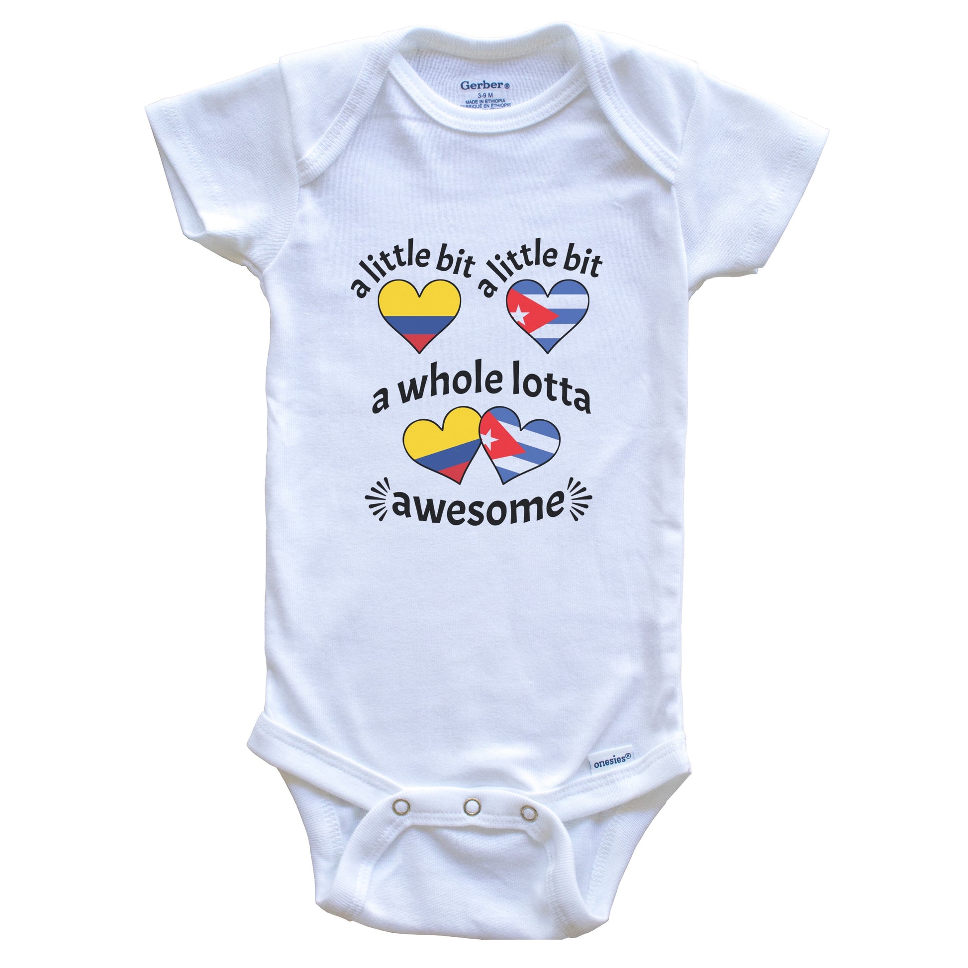 A Little Bit Colombian Cuban Colombia Cuba Heart Flags Baby Bodysuit