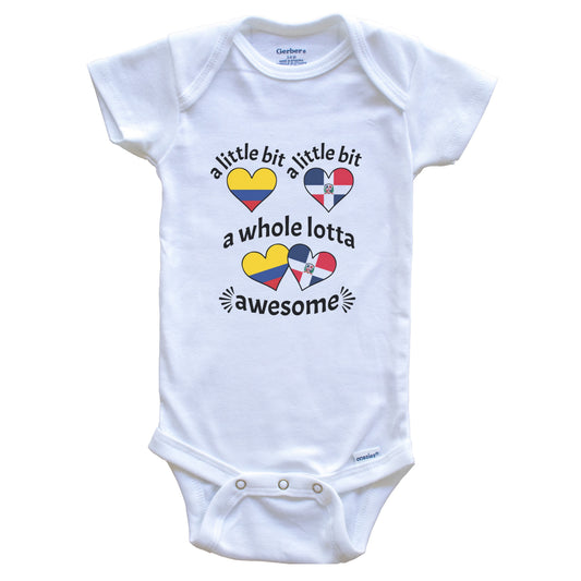 A Little Bit Colombian Dominican Colombia Dominican Republic Heart Flags Baby Bodysuit