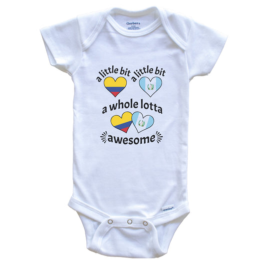 A Little Bit Colombian Guatemalan Colombia Guatemala Heart Flags Baby Bodysuit