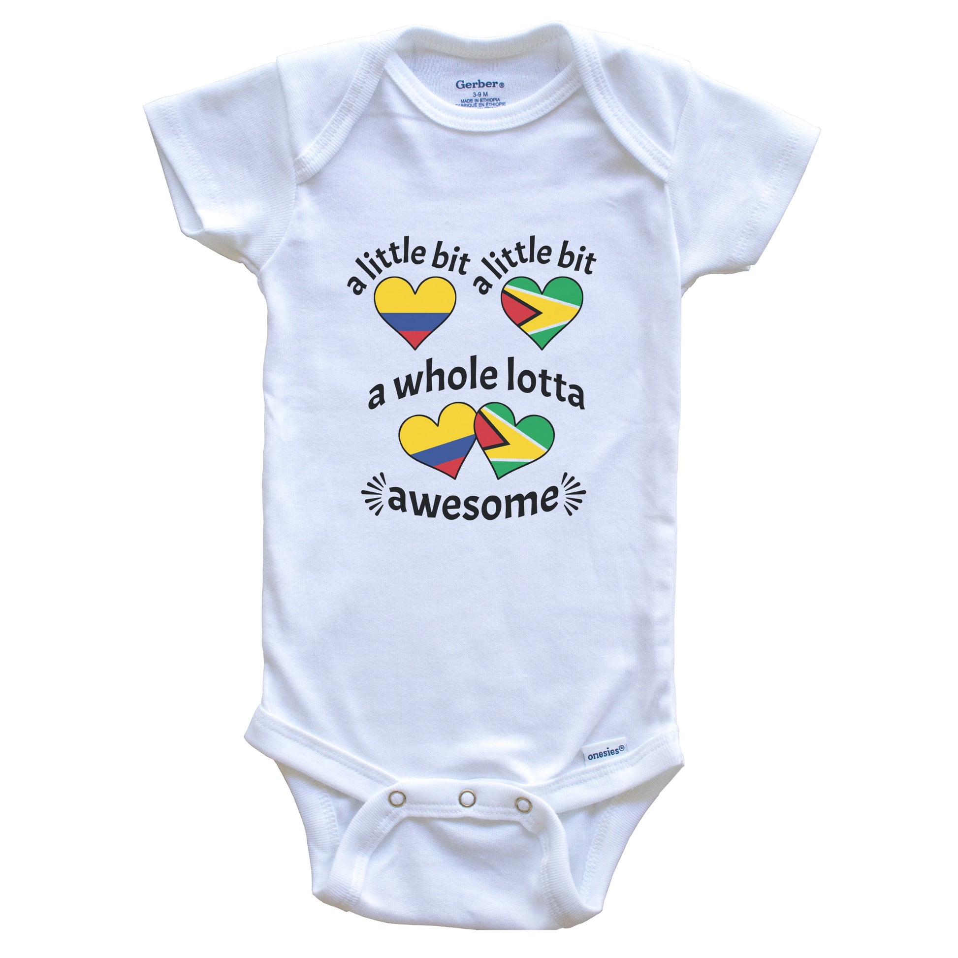 A Little Bit Colombian Guyanese Colombia Guyana Heart Flags Baby Bodysuit