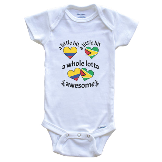 A Little Bit Colombian Guyanese Colombia Guyana Heart Flags Baby Bodysuit