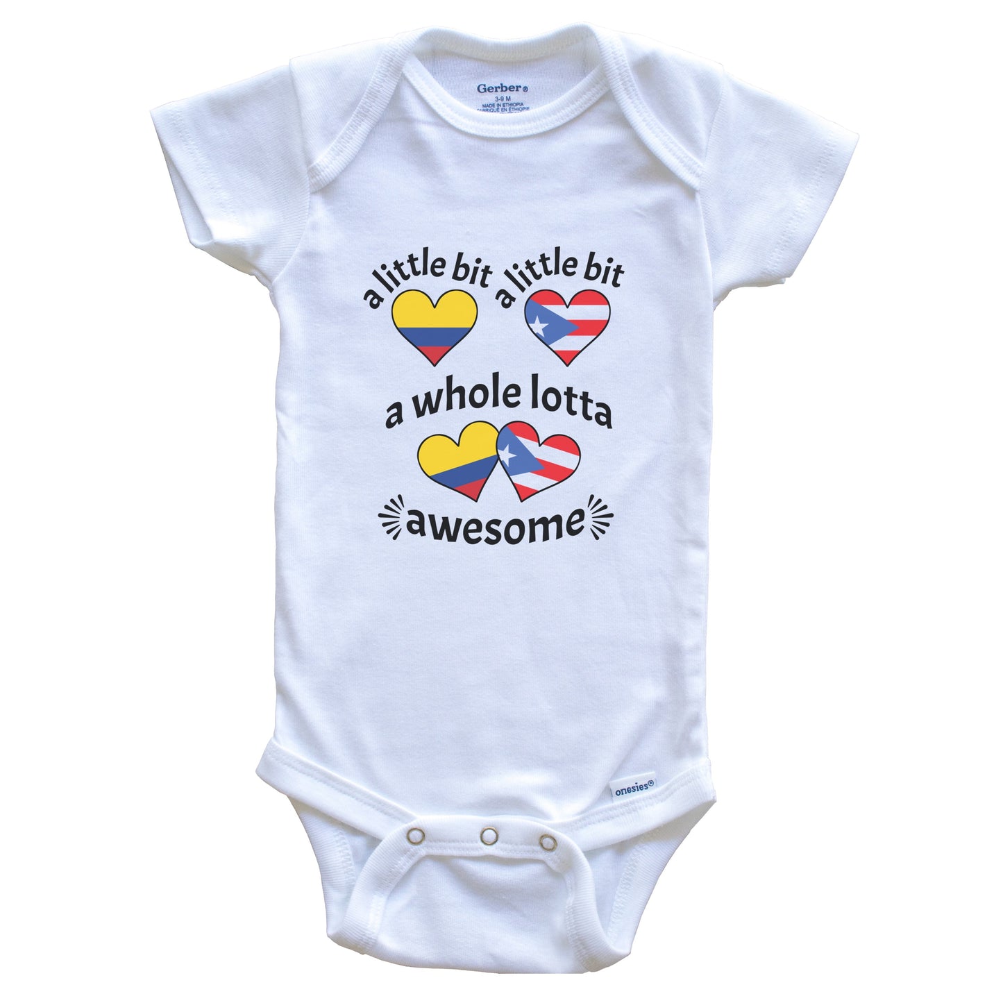 A Little Bit Colombian Puerto Rican Colombia Puerto Rico Heart Flags Baby Bodysuit