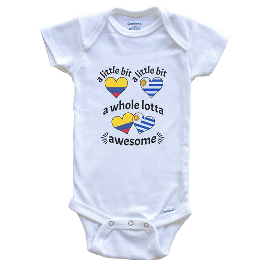 A Little Bit Colombian Uruguayan Colombia Uruguay Heart Flags Baby Bodysuit