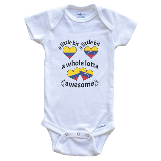 A Little Bit Colombian Venezuelan Colombia Venezuela Heart Flags Baby Bodysuit