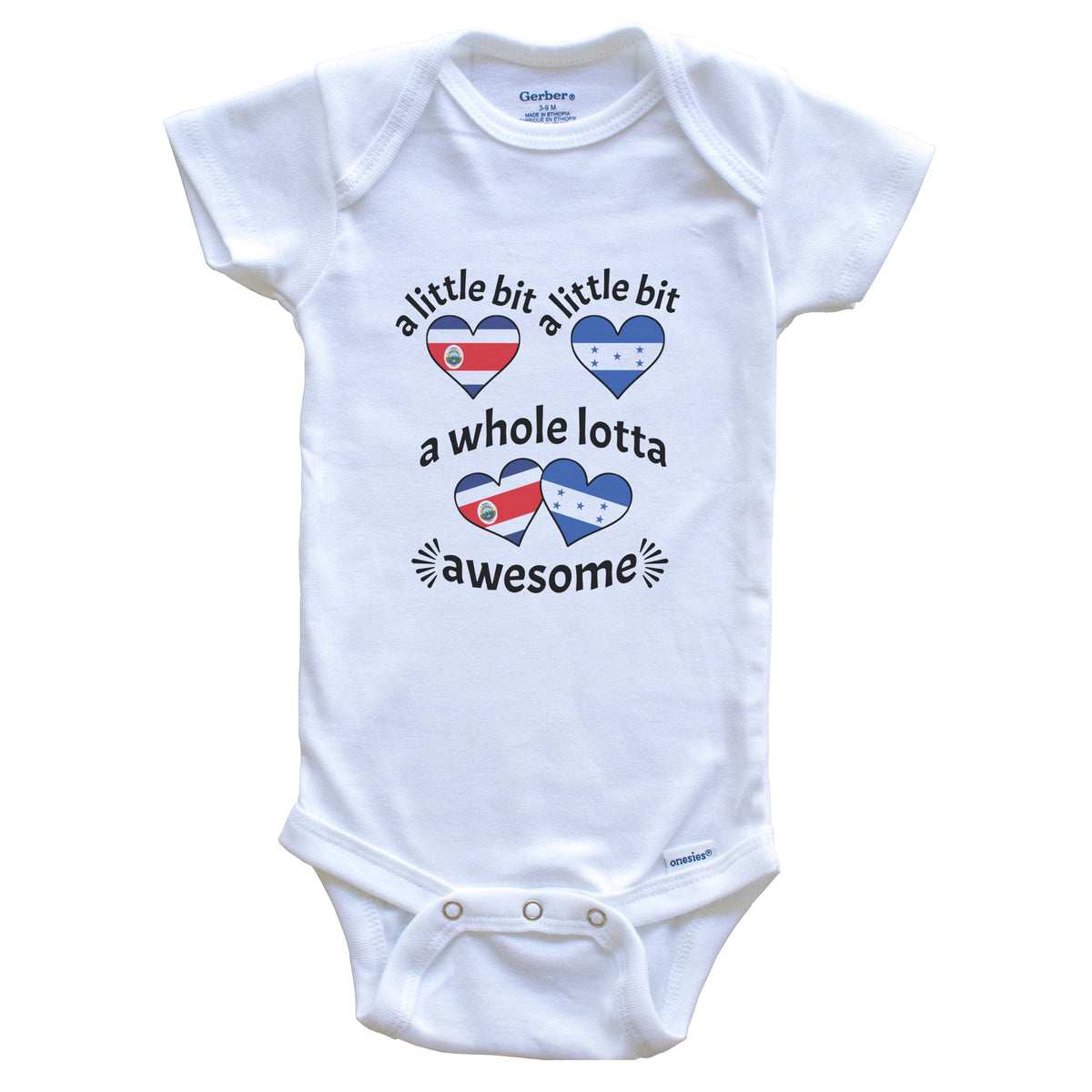 A Little Bit Costa Rican Honduran Costa Rica Honduras Heart Flags Baby Bodysuit