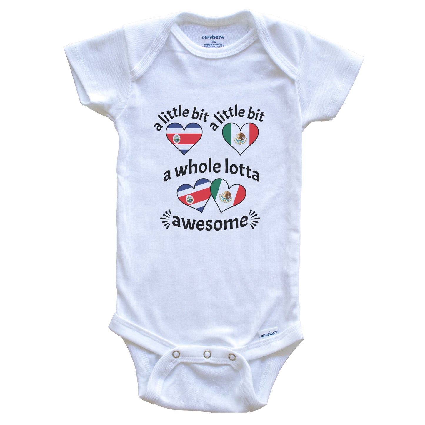 A Little Bit Costa Rican Mexican Costa Rica Mexico Heart Flags Baby Bodysuit