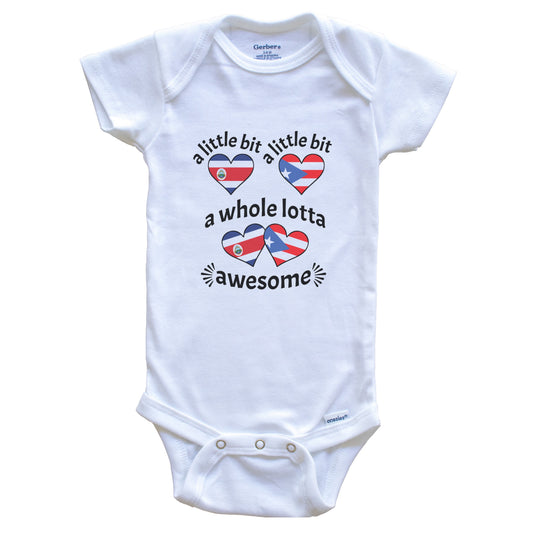 A Little Bit Costa Rican Puerto Rican Costa Rica Puerto Rico Heart Flags Baby Bodysuit