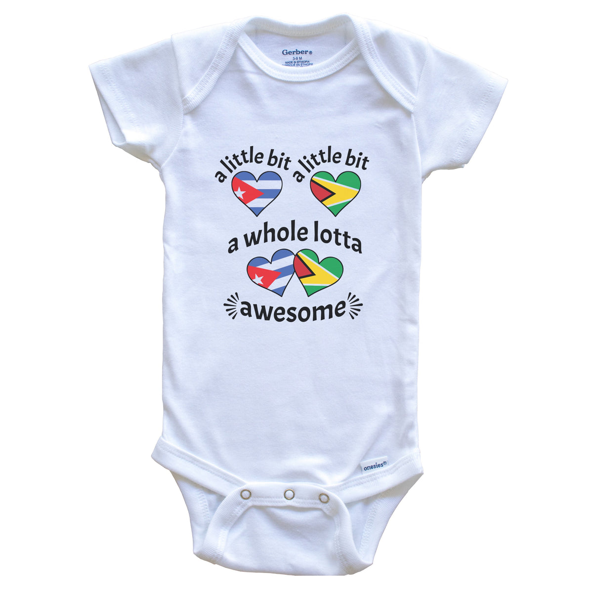 A Little Bit Cuban Guyanese Cuba Guyana Heart Flags Baby Bodysuit