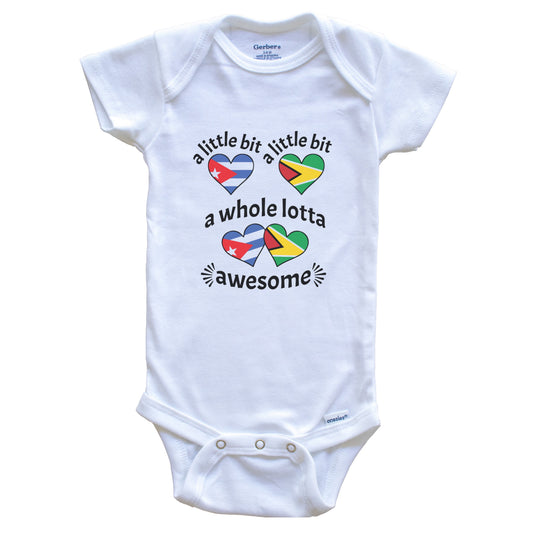 A Little Bit Cuban Guyanese Cuba Guyana Heart Flags Baby Bodysuit