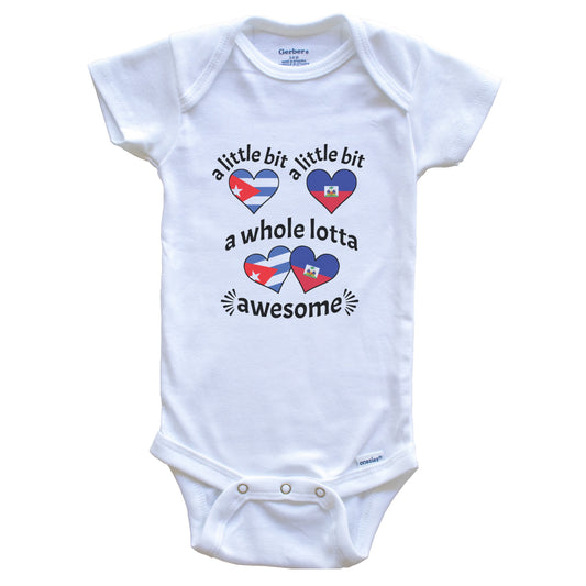 A Little Bit Cuban Haitian Cuba Haiti Heart Flags Baby Bodysuit