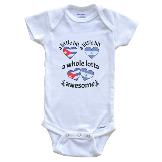 A Little Bit Cuban Nicaraguan Cuba Nicaragua Heart Flags Baby Bodysuit