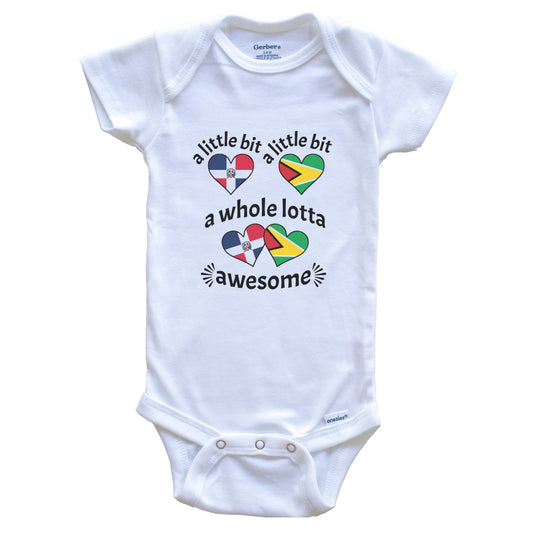 A Little Bit Dominican Guyanese Dominican Republic Guyana Heart Flags Baby Bodysuit