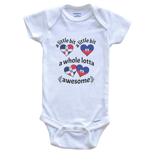 A Little Bit Dominican Haitian Dominican Republic Haiti Heart Flags Baby Bodysuit