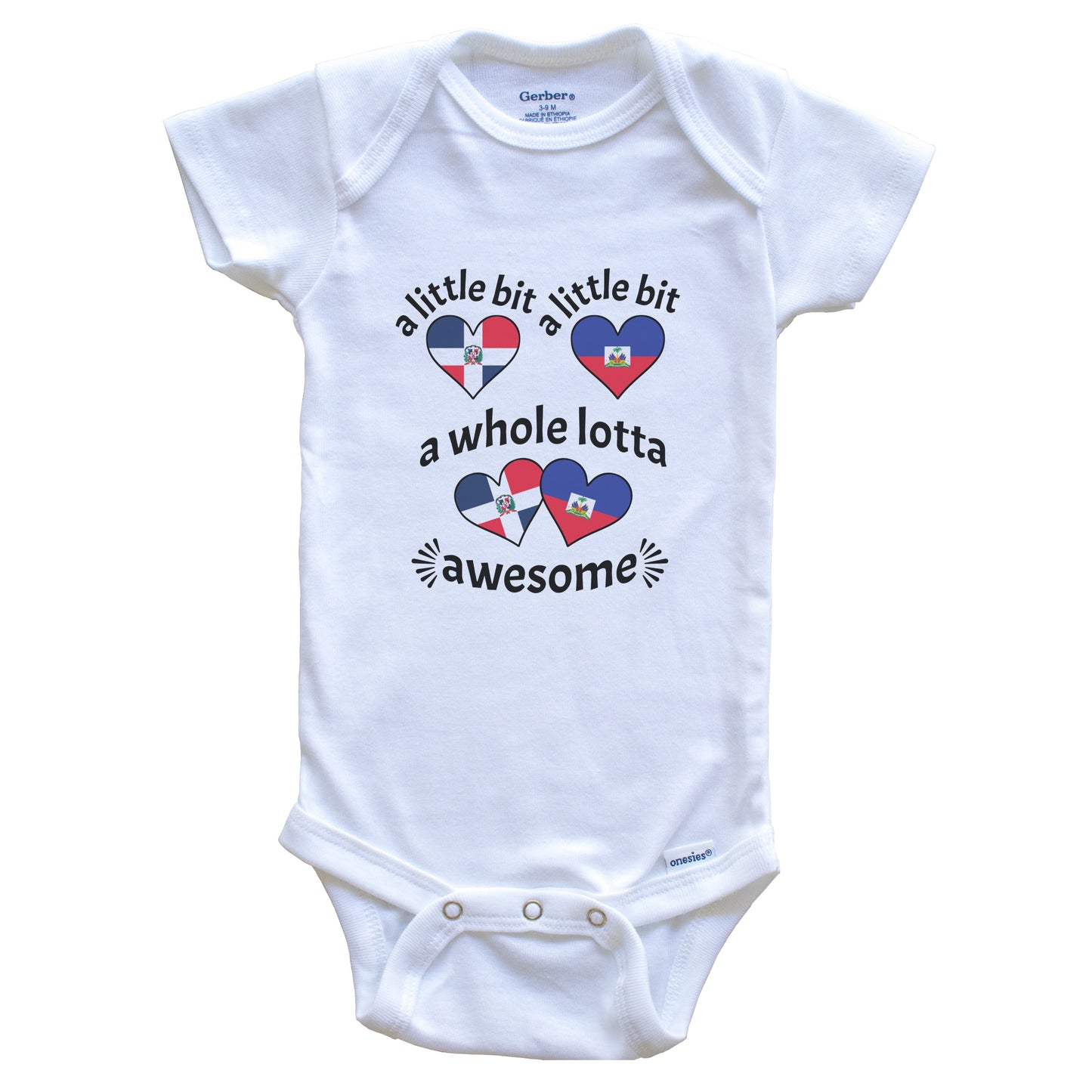 A Little Bit Dominican Haitian Dominican Republic Haiti Heart Flags Baby Bodysuit