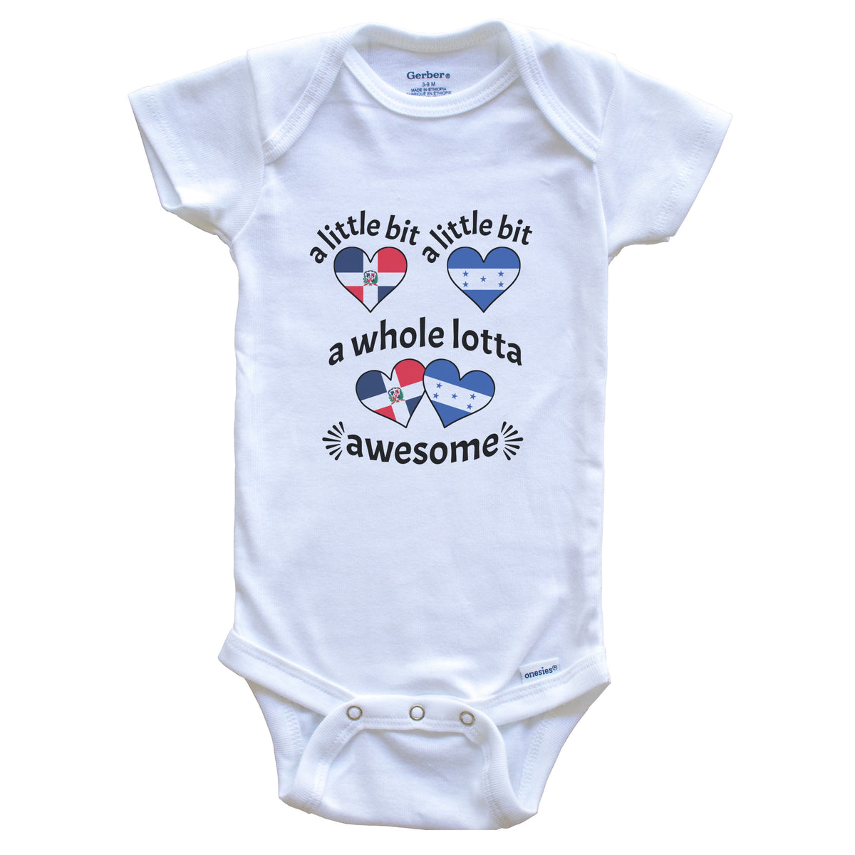 A Little Bit Dominican Honduran Dominican Republic Honduras Heart Flags Baby Bodysuit