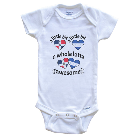 A Little Bit Dominican Honduran Dominican Republic Honduras Heart Flags Baby Bodysuit