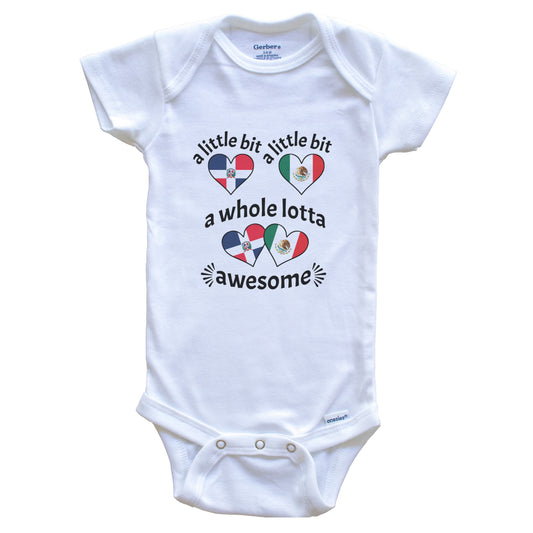 A Little Bit Dominican Mexican Dominican Republic Mexico Heart Flags Baby Bodysuit