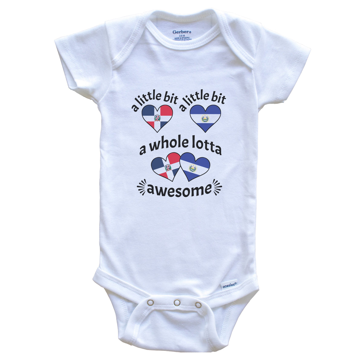 A Little Bit Dominican Salvadorian Dominican Republic El Salvador Heart Flags Baby Bodysuit