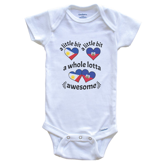 A Little Bit Filipino Haitian Philippines Haiti Heart Flags Baby Bodysuit