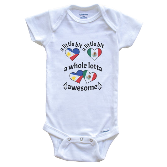 A Little Bit Filipino Mexican Philippines Mexico Heart Flags Baby Bodysuit