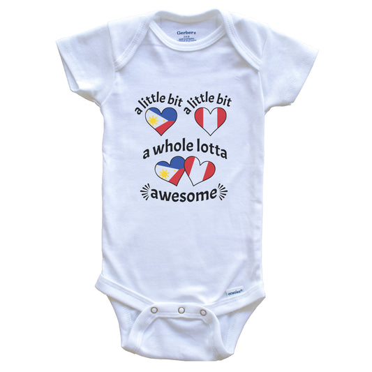 A Little Bit Filipino Peruvian Philippines Peru Heart Flags Baby Bodysuit