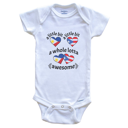 A Little Bit Filipino Puerto Rican Philippines Puerto Rico Heart Flags Baby Bodysuit