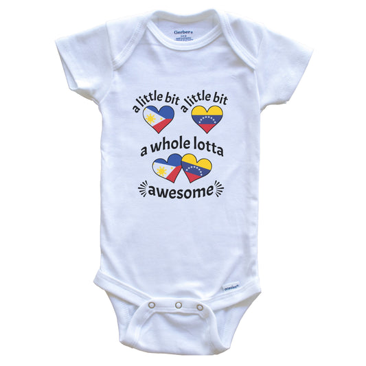 A Little Bit Filipino Venezuelan Philippines Venezuela Heart Flags Baby Bodysuit