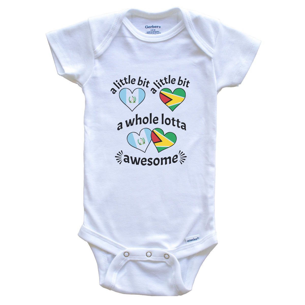 A Little Bit Guatemalan Guyanese Guatemala Guyana Heart Flags Baby Bodysuit