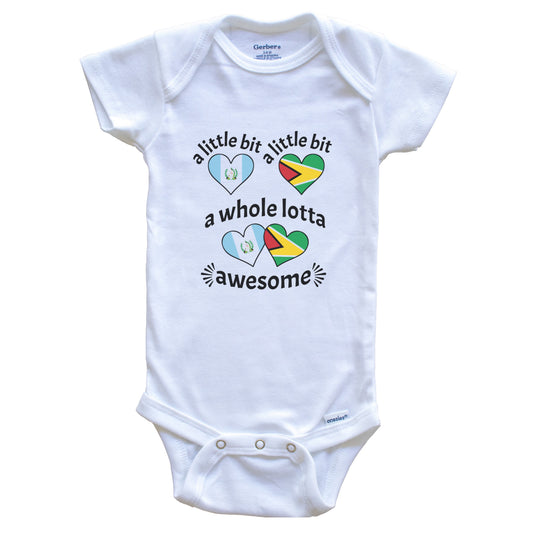 A Little Bit Guatemalan Guyanese Guatemala Guyana Heart Flags Baby Bodysuit