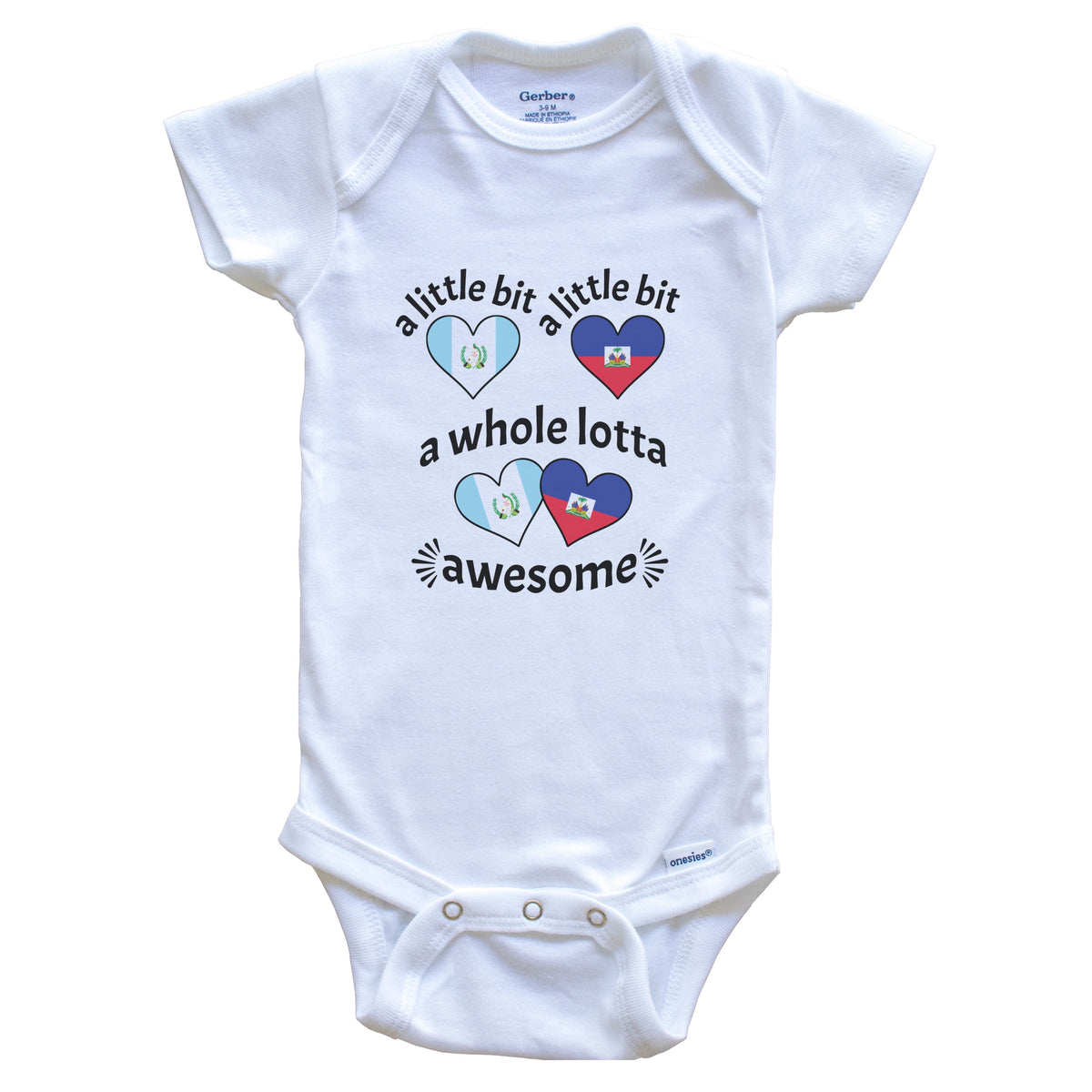 A Little Bit Guatemalan Haitian Guatemala Haiti Heart Flags Baby Bodysuit