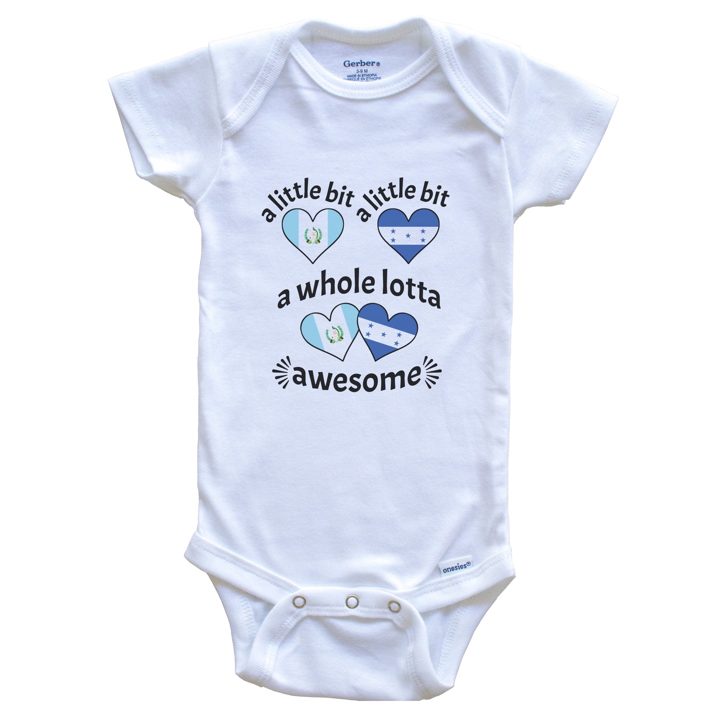 A Little Bit Guatemalan Honduran Guatemala Honduras Heart Flags Baby Bodysuit