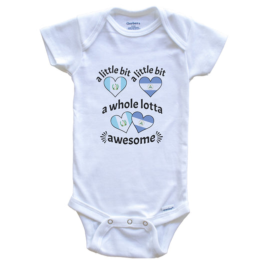 A Little Bit Guatemalan Nicaraguan Guatemala Nicaragua Heart Flags Baby Bodysuit