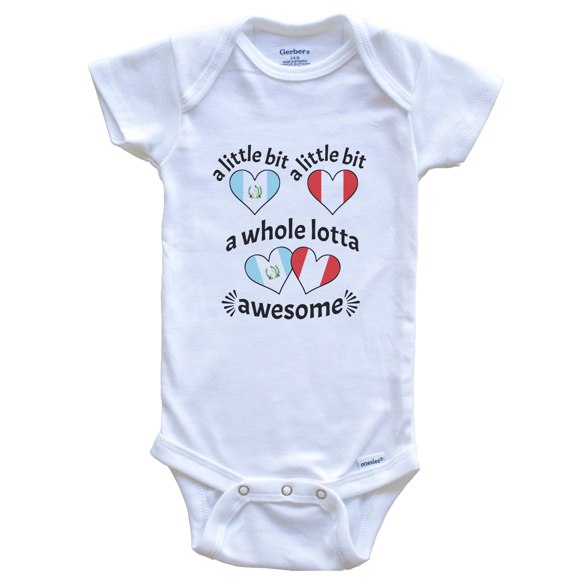 A Little Bit Guatemalan Peruvian Guatemala Peru Heart Flags Baby Bodysuit