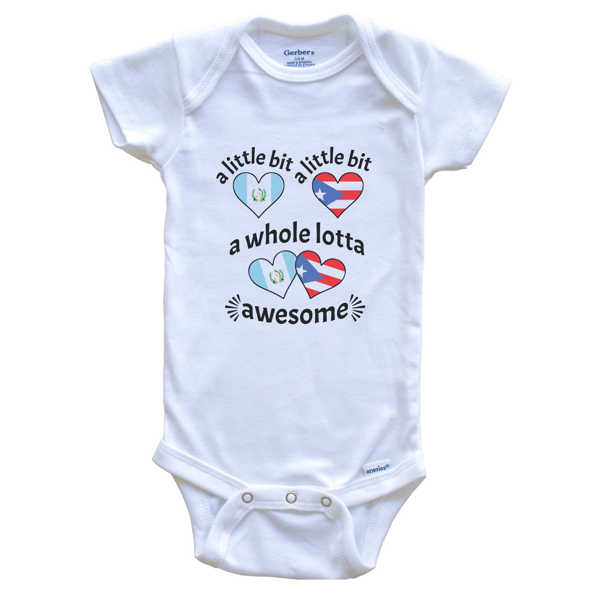 A Little Bit Guatemalan Puerto Rican Guatemala Puerto Rico Heart Flags Baby Bodysuit