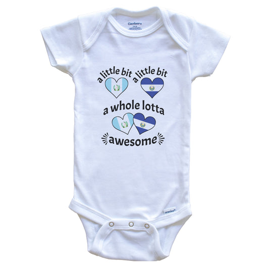 A Little Bit Guatemalan Salvadorian Guatemala El Salvador Heart Flags Baby Bodysuit
