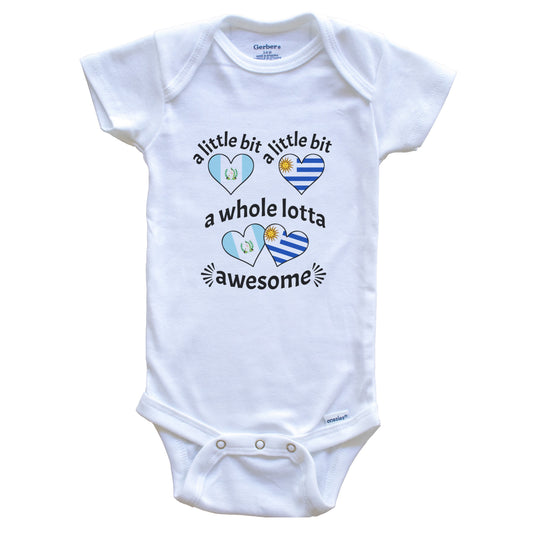 A Little Bit Guatemalan Uruguayan Guatemala Uruguay Heart Flags Baby Bodysuit