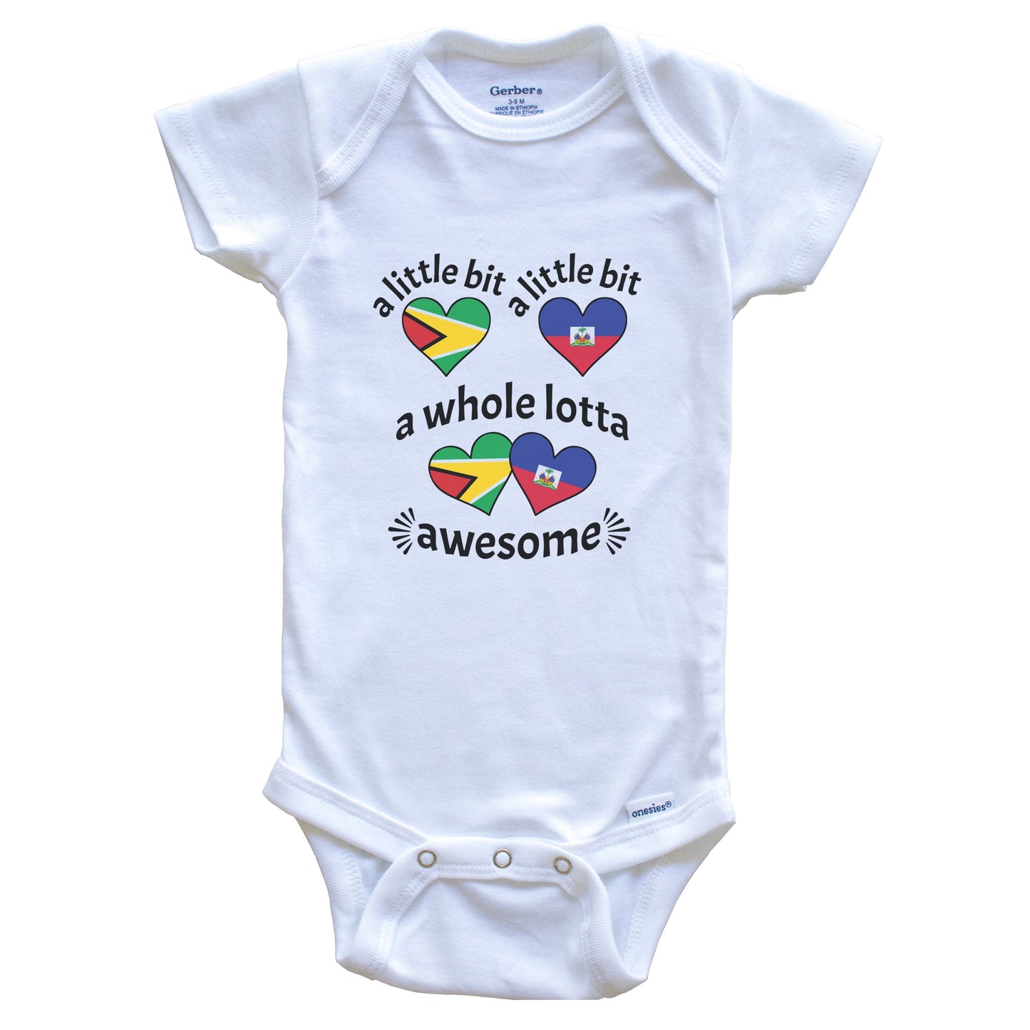 A Little Bit Guyanese Haitian Guyana Haiti Heart Flags Baby Bodysuit