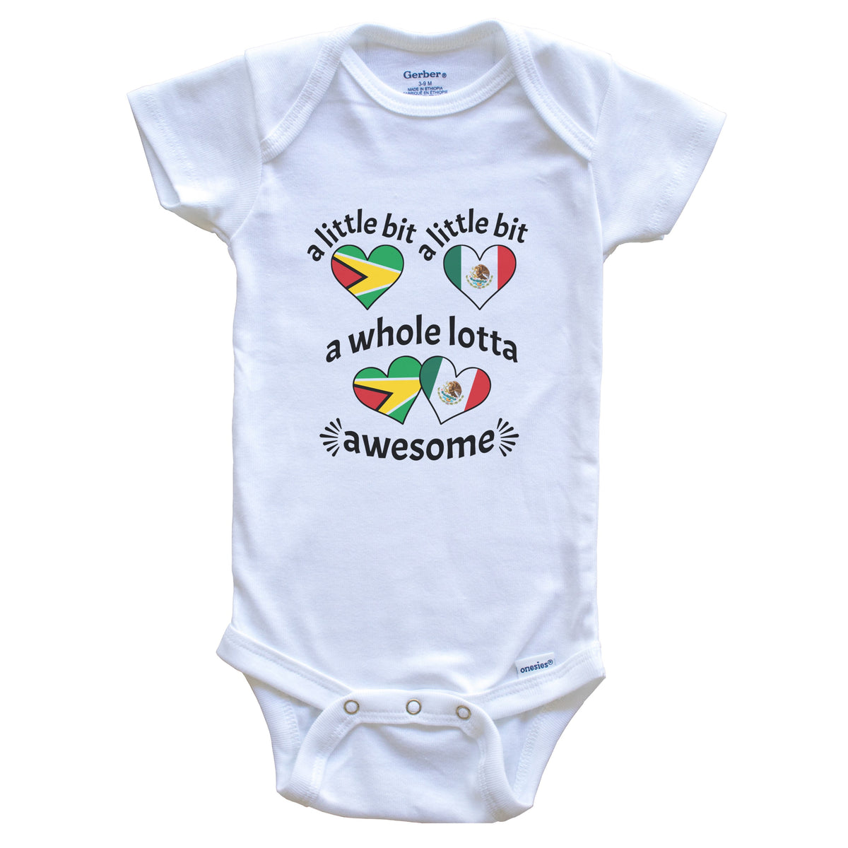 A Little Bit Guyanese Mexican Guyana Mexico Heart Flags Baby Bodysuit