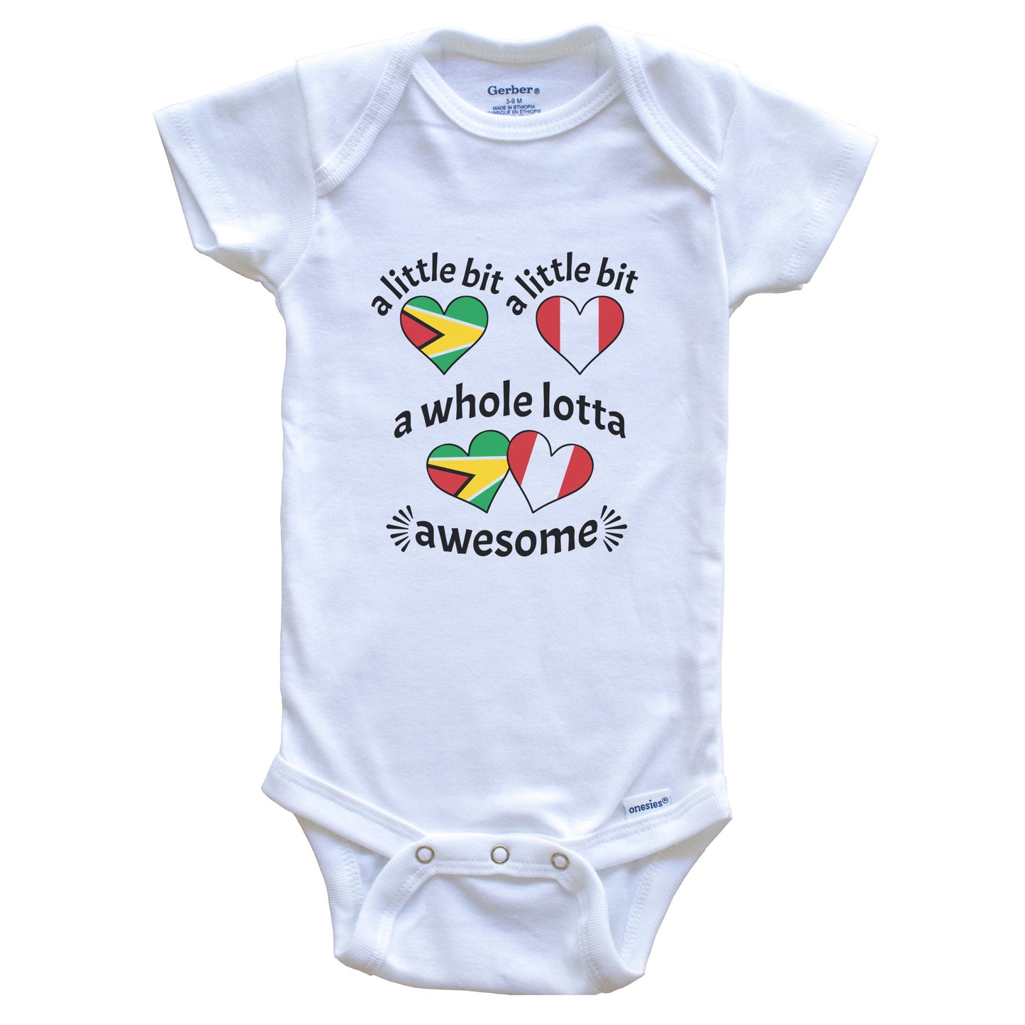 A Little Bit Guyanese Peruvian Guyana Peru Heart Flags Baby Bodysuit