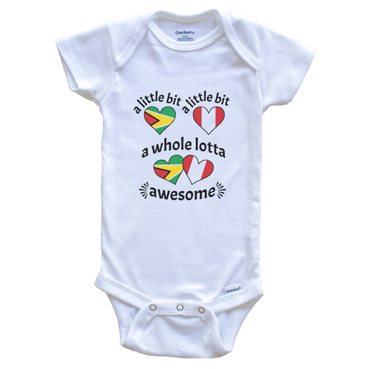 A Little Bit Guyanese Peruvian Guyana Peru Heart Flags Baby Bodysuit