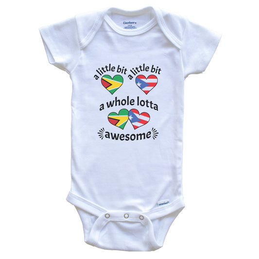 A Little Bit Guyanese Puerto Rican Guyana Puerto Rico Heart Flags Baby Bodysuit