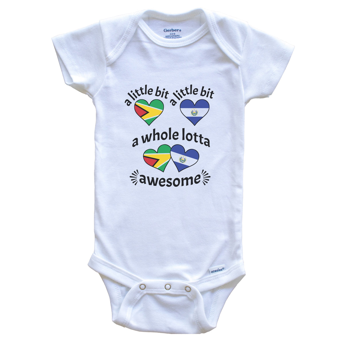 A Little Bit Guyanese Salvadorian Guyana El Salvador Heart Flags Baby Bodysuit