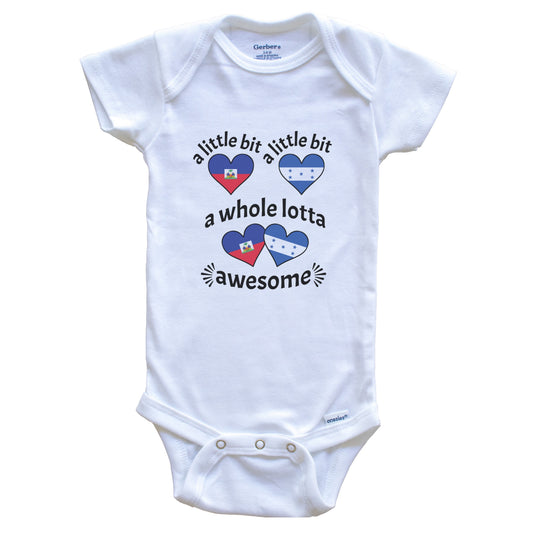 A Little Bit Haitian Honduran Haiti Honduras Heart Flags Baby Bodysuit