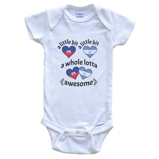A Little Bit Haitian Nicaraguan Haiti Nicaragua Heart Flags Baby Bodysuit