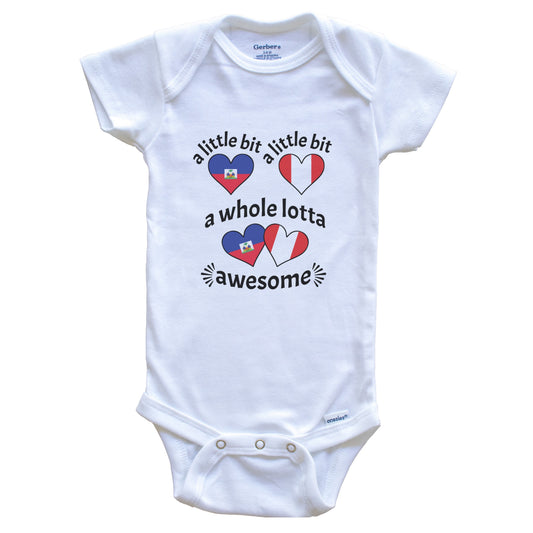 A Little Bit Haitian Peruvian Haiti Peru Heart Flags Baby Bodysuit