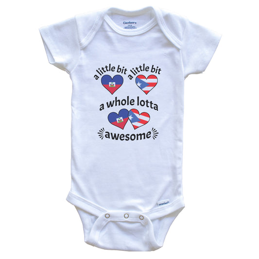 A Little Bit Haitian Puerto Rican Haiti Puerto Rico Heart Flags Baby Bodysuit