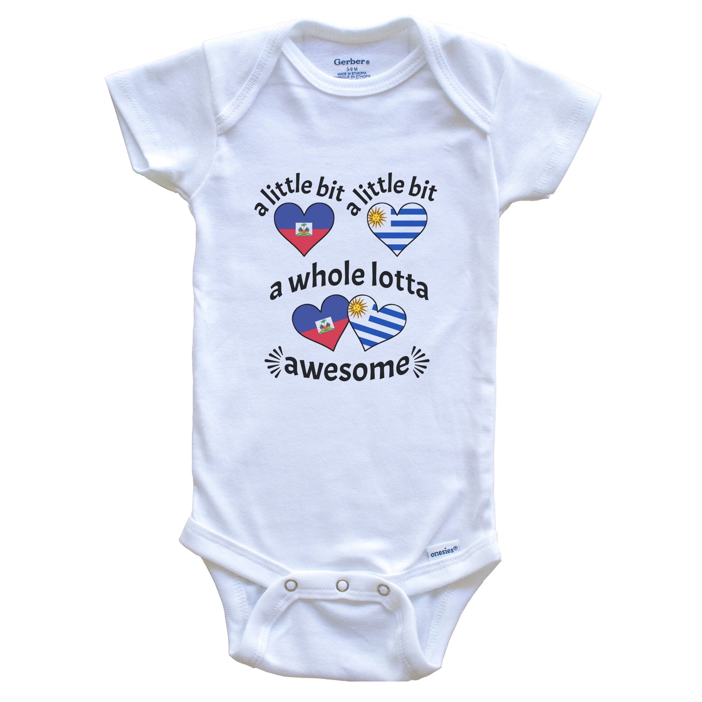 A Little Bit Haitian Uruguayan Haiti Uruguay Heart Flags Baby Bodysuit