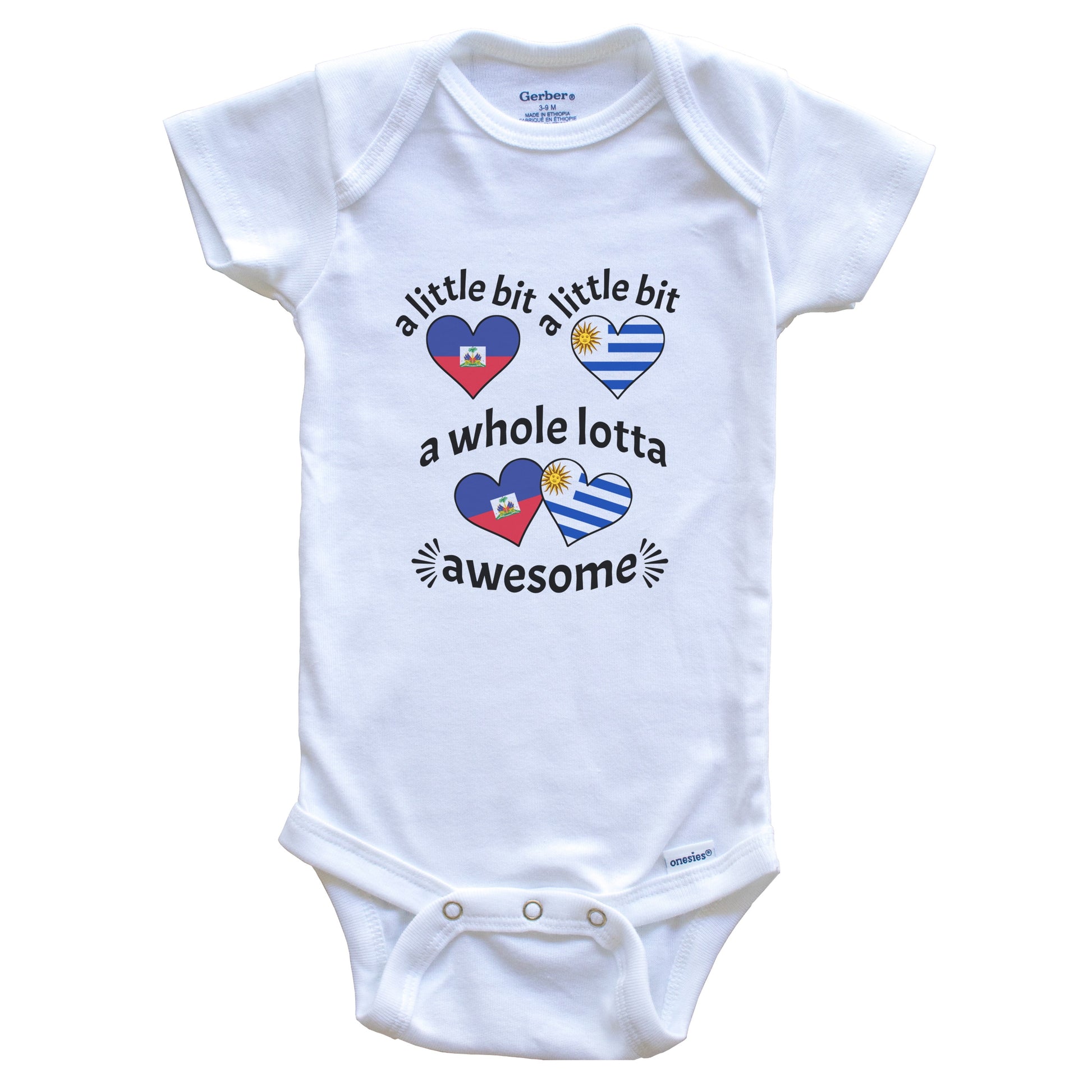 A Little Bit Haitian Uruguayan Haiti Uruguay Heart Flags Baby Bodysuit